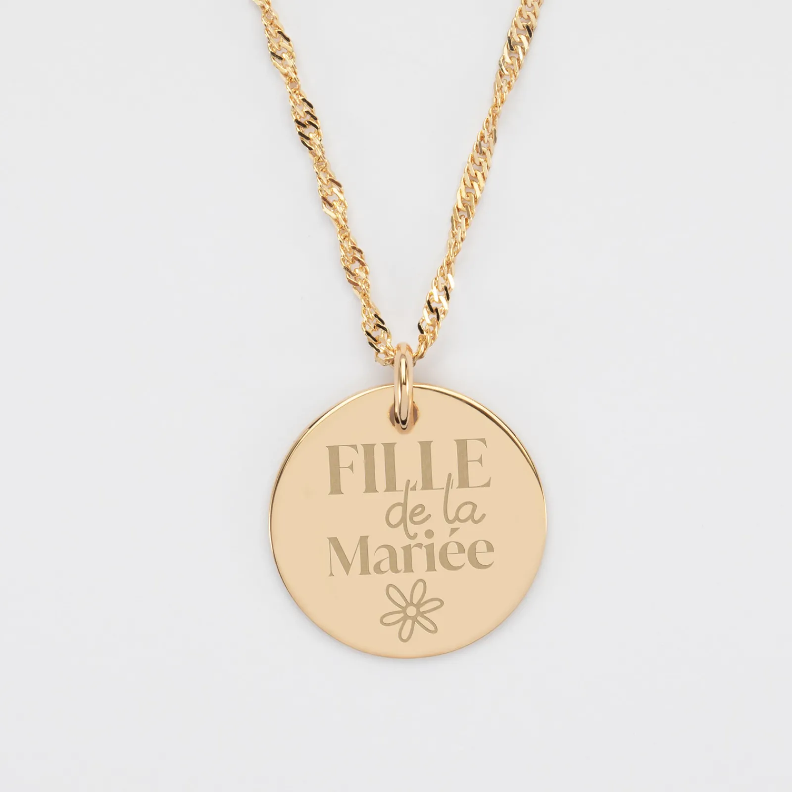 Hot HappyBulle Pendentif Famille des mariés personnalisé médaille gravée plaqué or 19 mm Plaqué or 18k