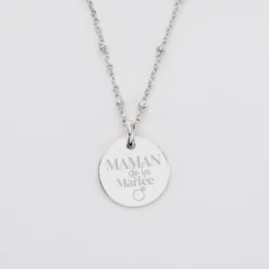 Discount HappyBulle Pendentif Famille des mariés personnalisé médaille gravée argent 15 mm Argent rhodié 925