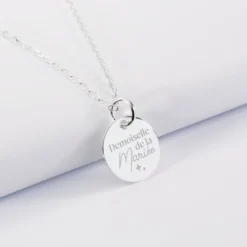 Discount HappyBulle Pendentif Famille des mariés personnalisé médaille gravée argent 15 mm Argent rhodié 925