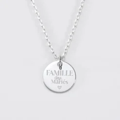 Discount HappyBulle Pendentif Famille des mariés personnalisé médaille gravée argent 15 mm Argent rhodié 925