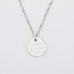 Discount HappyBulle Pendentif Famille des mariés personnalisé médaille gravée argent 15 mm Argent rhodié 925