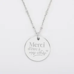 Outlet HappyBulle Pendentif Famille des mariés personnalisé médaille gravée argent 19 mm Argent rhodié 925