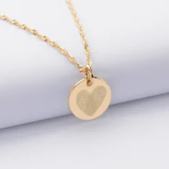 New HappyBulle Pendentif Famille des mariés personnalisé médaille gravée plaqué or 15 mm Plaqué or 18k