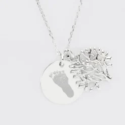 Sale HappyBulle Pendentif famille personnalisé arbre de vie et médaille gravée argent 19 mm Argent rhodié 925
