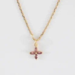 Sale HappyBulle Pendentif fleur pétales zircons plaqué or 10 mm