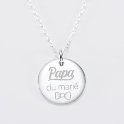Clearance HappyBulle Pendentif homme Famille des mariés personnalisé médaille bombée gravée argent 20 mm