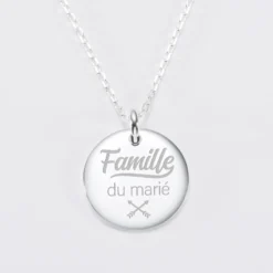 Clearance HappyBulle Pendentif homme Famille des mariés personnalisé médaille bombée gravée argent 20 mm