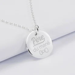 Clearance HappyBulle Pendentif homme Famille des mariés personnalisé médaille bombée gravée argent 20 mm