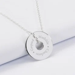 Clearance HappyBulle Pendentif homme personnalisé médaille gravée argent cible 20 mm Argent rhodié 925