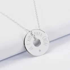 Clearance HappyBulle Pendentif homme personnalisé médaille gravée argent cible 20 mm Argent rhodié 925