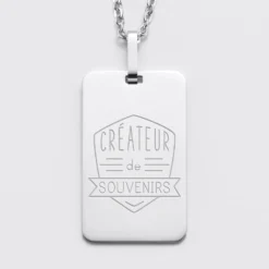 New HappyBulle Pendentif homme personnalisé médaille gravée acier 20x32 mm Acier inoxydable