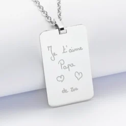 New HappyBulle Pendentif homme personnalisé médaille gravée acier 20x32 mm Acier inoxydable
