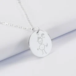 Hot HappyBulle Pendentif homme personnalisé médaille gravée argent 19 mm Argent rhodié 925