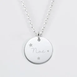Hot HappyBulle Pendentif homme personnalisé médaille gravée argent 19 mm Argent rhodié 925