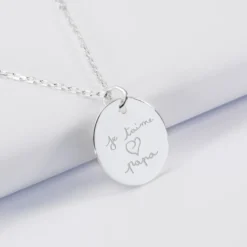 Hot HappyBulle Pendentif homme personnalisé médaille gravée argent 19 mm Argent rhodié 925