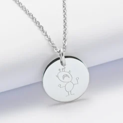 New HappyBulle Pendentif homme personnalisé médaille gravée acier 20 mm Acier inoxydable