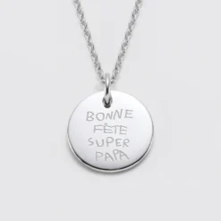 New HappyBulle Pendentif homme personnalisé médaille gravée acier 20 mm Acier inoxydable