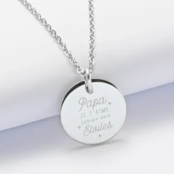 New HappyBulle Pendentif homme personnalisé médaille gravée acier 20 mm Acier inoxydable