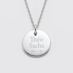 New HappyBulle Pendentif homme personnalisé médaille gravée acier 20 mm Acier inoxydable