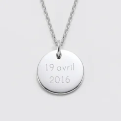 New HappyBulle Pendentif homme personnalisé médaille gravée acier 20 mm Acier inoxydable