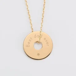 Outlet HappyBulle Pendentif homme personnalisé médaille gravée plaqué or cible 20 mm Plaqué or 18k