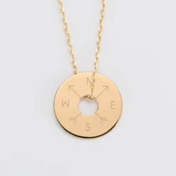 Outlet HappyBulle Pendentif homme personnalisé médaille gravée plaqué or cible 20 mm Plaqué or 18k