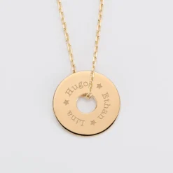 Outlet HappyBulle Pendentif homme personnalisé médaille gravée plaqué or cible 20 mm Plaqué or 18k