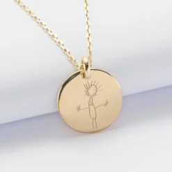 Outlet HappyBulle Pendentif homme personnalisé médaille bombée gravée plaqué or 20 mm Plaqué or 18k