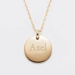 Outlet HappyBulle Pendentif homme personnalisé médaille bombée gravée plaqué or 20 mm Plaqué or 18k