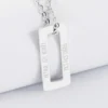 Sale HappyBulle Pendentif homme personnalisé médaille gravée acier rectangle évidé 32x14 mm
