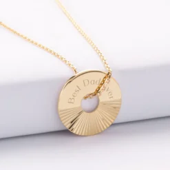 Online HappyBulle Pendentif homme personnalisé médaille gravée plaqué or cible soleil 20mm Plaqué or 18k