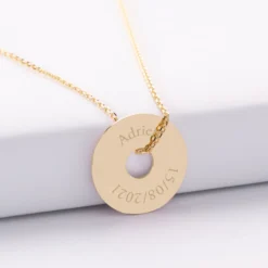 Online HappyBulle Pendentif homme personnalisé médaille gravée plaqué or cible soleil 20mm Plaqué or 18k