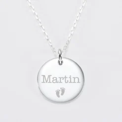 Outlet HappyBulle Pendentif homme personnalisé médaille bombée gravée argent 20 mm - Nos petits imparfaits