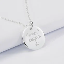 Outlet HappyBulle Pendentif homme personnalisé médaille bombée gravée argent 20 mm - Nos petits imparfaits