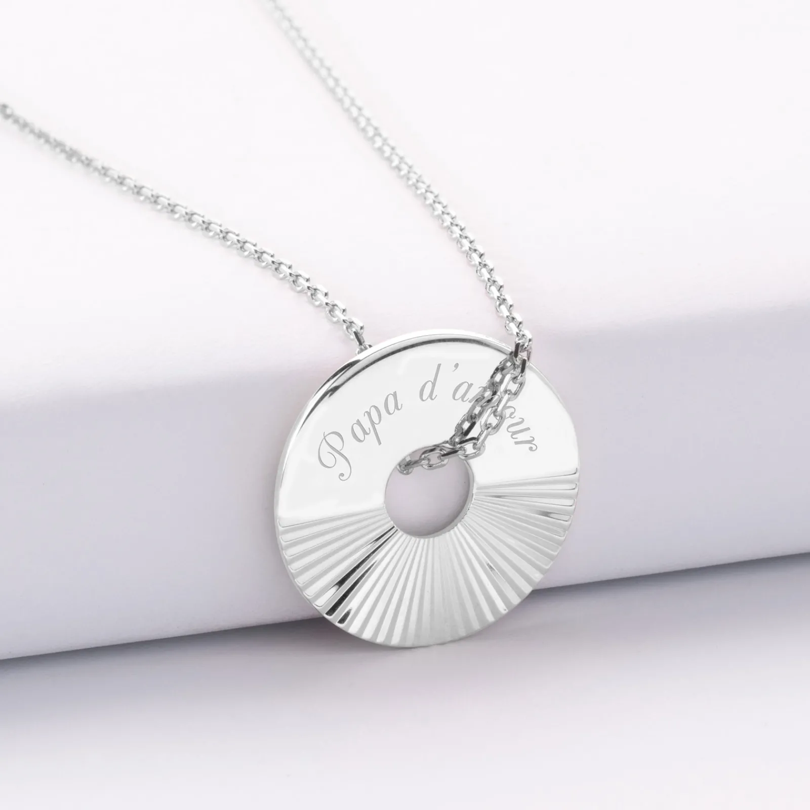 Hot HappyBulle Pendentif homme personnalisé médaille gravée argent cible soleil 20mm - Nos petits imparfaits