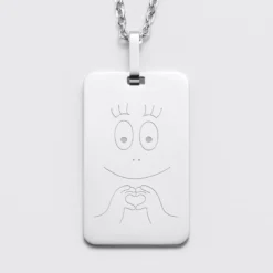 Hot HappyBulle Pendentif homme personnalisé médaille gravée acier 20x32 mm - x Barbapapa Acier inoxydable