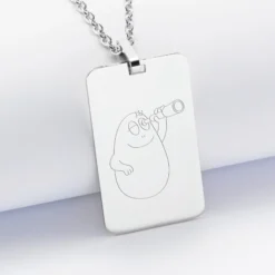 Hot HappyBulle Pendentif homme personnalisé médaille gravée acier 20x32 mm - x Barbapapa Acier inoxydable