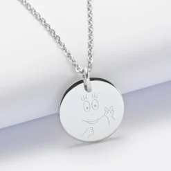 Clearance HappyBulle Pendentif homme personnalisé médaille gravée acier 20 mm - x Barbapapa