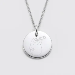 Clearance HappyBulle Pendentif homme personnalisé médaille gravée acier 20 mm - x Barbapapa