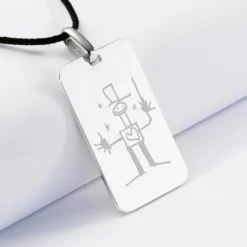 Online HappyBulle Pendentif homme personnalisé médaille gravée argent 20x32 mm Argent rhodié 925