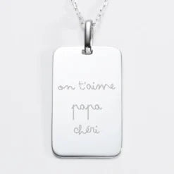 Online HappyBulle Pendentif homme personnalisé médaille gravée argent 20x32 mm Argent rhodié 925