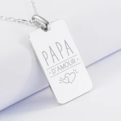 Online HappyBulle Pendentif homme personnalisé médaille gravée argent 20x32 mm Argent rhodié 925