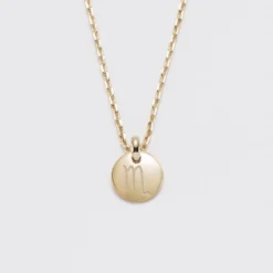 Sale HappyBulle Pendentif initiale personnalisé médaille gravée plaqué or 10 mm - Edition spéciale Astro Plaqué or 18k
