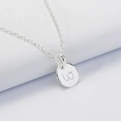 New HappyBulle Pendentif initiale personnalisé médaille gravée argent 10 mm Argent rhodié 925