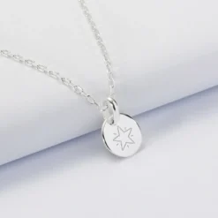 New HappyBulle Pendentif initiale personnalisé médaille gravée argent 10 mm Argent rhodié 925