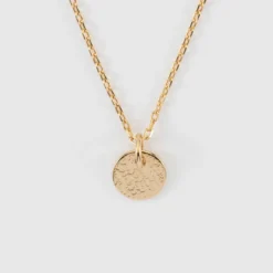 Online HappyBulle Pendentif initiale personnalisé médaille martelée gravée plaqué or 10 mm Plaqué or 18k