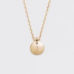 Online HappyBulle Pendentif initiale personnalisé médaille gravée plaqué or 10 mm Plaqué or 18k