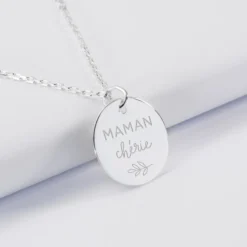 Discount HappyBulle Pendentif Maman personnalisé médaille gravée argent 19 mm Argent rhodié 925