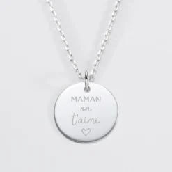 Discount HappyBulle Pendentif Maman personnalisé médaille gravée argent 19 mm Argent rhodié 925