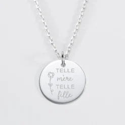 Discount HappyBulle Pendentif Maman personnalisé médaille gravée argent 19 mm Argent rhodié 925
